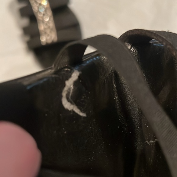 Black Italian shoemakers wedges with sequin ribbon top - Picture 7 of 8